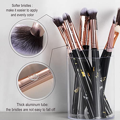 111 Makeup Brush Set 16 PCs Marble Makeup Brushes Premium Synthetic Foundatio...
