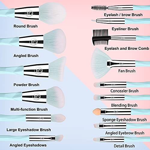 Makeup Brushes 15PCs Makeup Brush Set with 3PCs Makeup Sponge Soft Synthetic ...