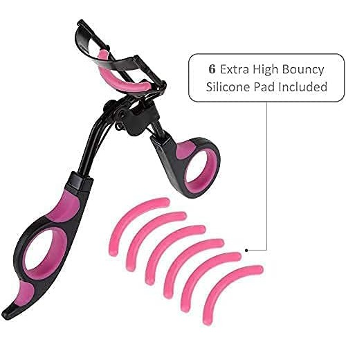 Eyelash Curler, Lash Curler Handle with 6 Silicone Refill Pads Eyelashes Twee...