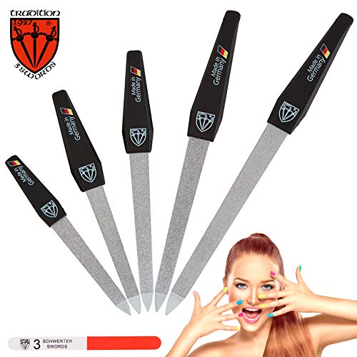 3 Swords Germany - brand quality SAPPHIRE NAIL FILE set (5 pcs.) with 3-way n...