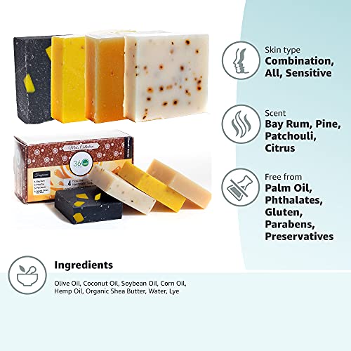 360Feel Men's Soap bar Handmade -Masculine fragrance-, Patchouli, Pine Tar wi...