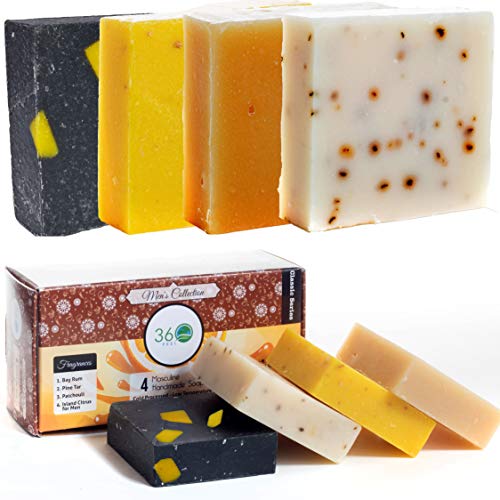 360Feel Men's Soap bar Handmade -Masculine fragrance-, Patchouli, Pine Tar wi...