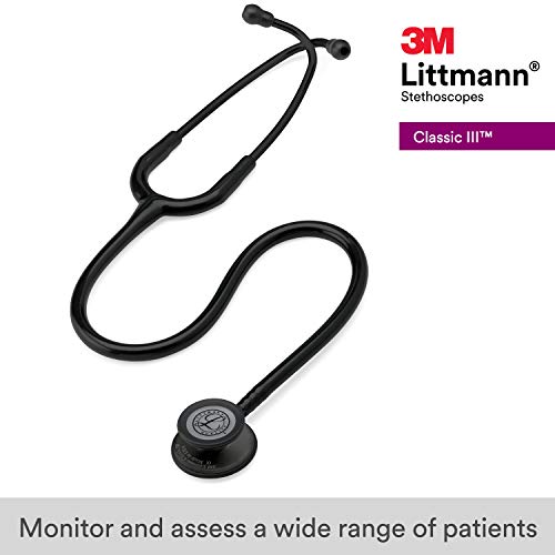 3M Littmann Classic III Monitoring Stethoscope, Black Edition Chestpiece, Bla...