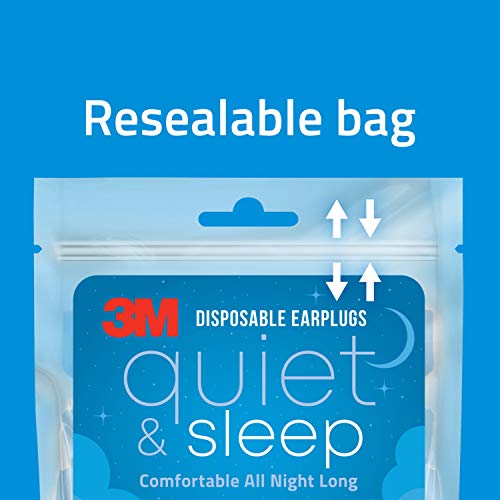 3M Disposable Earplugs, Hearing Protection for Quiet & Sleep, Light Blue, 32 ...