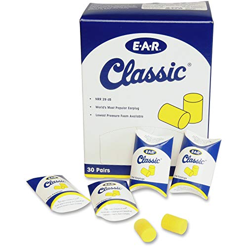 3M Ear Plugs, 30 Pairs/Box, E-A-R Classic 310-1060, Uncorded, Disposable, Foa...