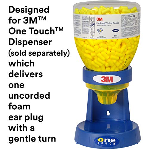 3M Ear Plugs, 500 Pairs/Refill Bottle for One Touch Dispenser, E-A-Rsoft Yell...
