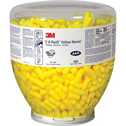 3M Ear Plugs, 500 Pairs/Refill Bottle for One Touch Dispenser, E-A-Rsoft Yell...