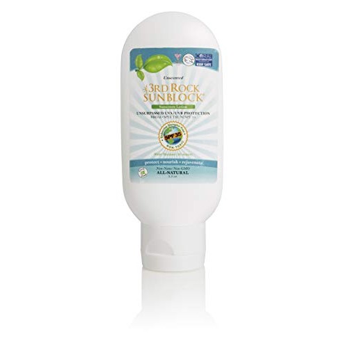 3rd Rock Sunblock (1 Pack) Natural Organic Zinc Sunscreen/SPF 35+ / UNSCENTED...