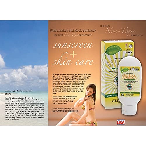 3rd Rock Sunblock (1 Pack) Natural Organic Zinc Sunscreen/SPF 35+ / UNSCENTED...