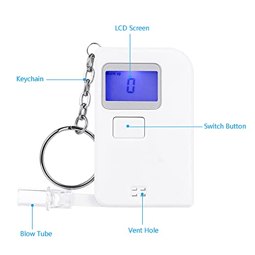 3T6B Keychain Breathalyzer Portable Keyring Breath Alcohol Tester Mini Handle...