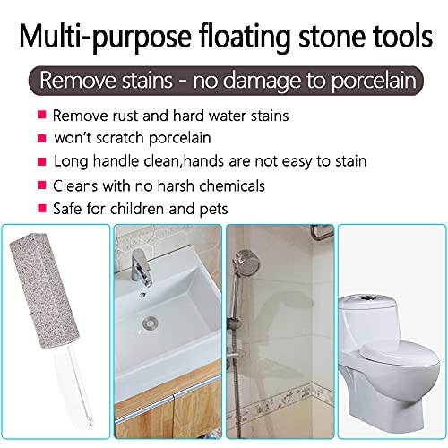 Pumice Stone for Toilet Bowl Cleaning with Handle, Pumice Toilet Brush for Ti...