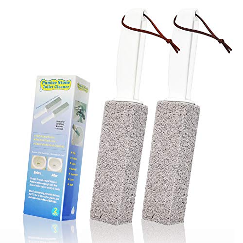 Pumice Stone Toilet Bowl Cleaning Scouring Pad&Stick with Handle,Cleans Away ...
