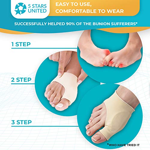 Bunion Corrector and Bunion Relief Sleeve - 2-Pack Gel Pads Hallux Valgus Cov...