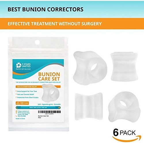 Silicone Toe Spacers for Feet - 6-Pack Gel Toe Separator Bunion & Hammer Toe ...