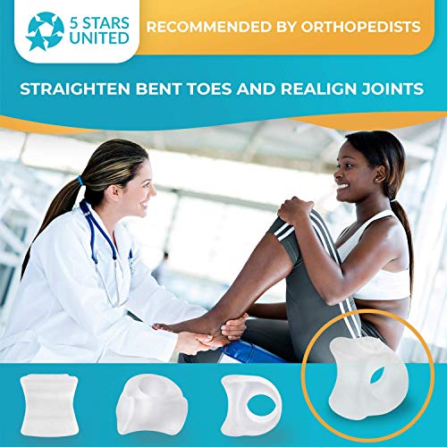 Toe Separators Hammer Toe Straightener - 4-Pack Big Toe Spacers Clear - Gel S...