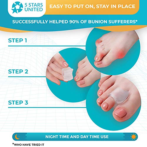 Toe Separators Hammer Toe Straightener - 4-Pack Big Toe Spacers Clear - Gel S...