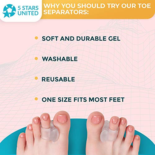 Toe Separators Hammer Toe Straightener - 4-Pack Big Toe Spacers Clear - Gel S...