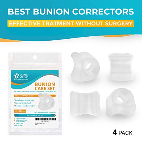 Toe Separators Hammer Toe Straightener - 4-Pack Big Toe Spacers Clear - Gel S...