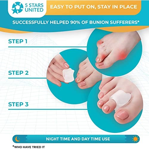 Toe Separators Hammer Toe Straightener - 4-Pack Big Toe Spacers - Gel Spreade...