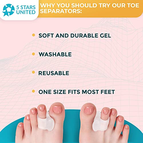 Toe Separators Hammer Toe Straightener - 4-Pack Big Toe Spacers - Gel Spreade...