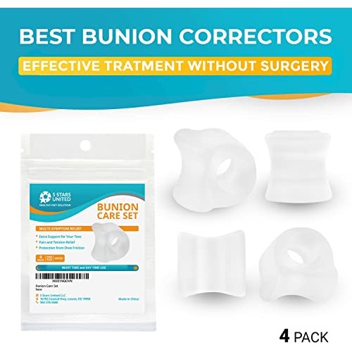 Toe Separators Hammer Toe Straightener - 4-Pack Big Toe Spacers - Gel Spreade...