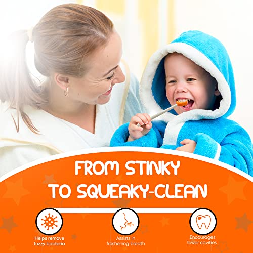 Kids Tongue Scraper or Cleaner Set – BPA-Free Plastic Dental Scrapers Helps F...