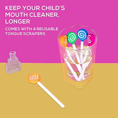 Kids Tongue Scraper or Cleaner Set – Pack of 4 BPA-Free Plastic Dental Scrape...