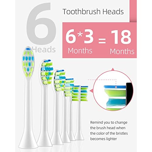 7am2m Sonic Electric Toothbrush with 6 Brush Heads for Adults and Kids, Wirel...