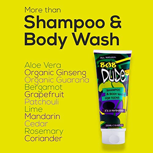 808Dude Shampoo and Body Wash for Teens, Boys and Men. Pure Organic Ingredien...