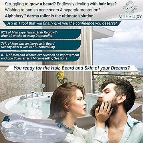 Derma Roller for Acne Scars, Hair Loss Treatment & Beard Growth - Microneedle...