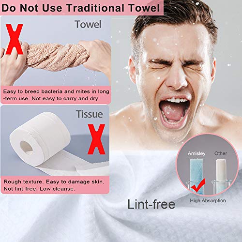 Amisley Disposable Face Towel, Ultra Soft Washcloths, 120Pcs Unscented Baby D...