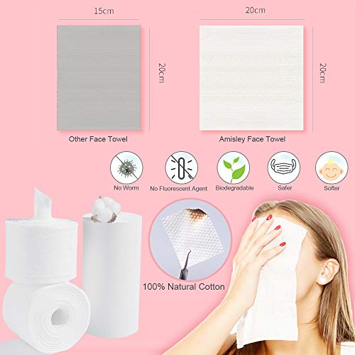 Amisley Disposable Face Towel, Ultra Soft Washcloths, 120Pcs Unscented Baby D...