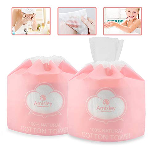 Amisley Disposable Face Towel, Ultra Soft Washcloths, 120Pcs Unscented Baby D...