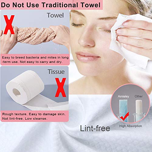 Amisley Disposable Face Towel, Ultra Soft Washcloths, 80Pcs Unscented Baby Dr...