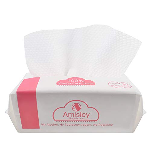 Amisley Disposable Face Towel, Ultra Soft Washcloths, 80Pcs Unscented Baby Dr...