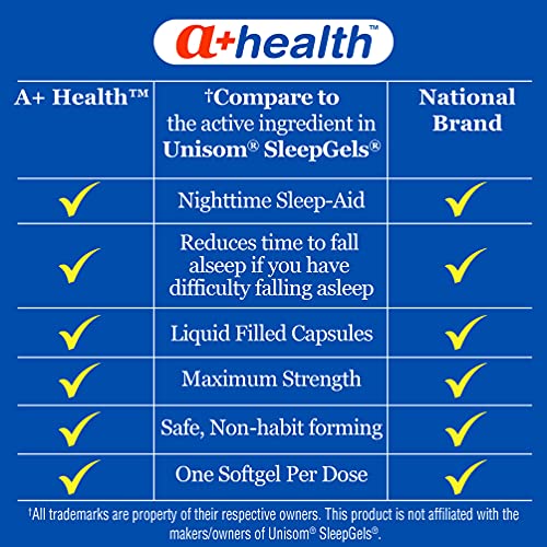 A+ Health Nighttime Sleep Aid Diphenhydramine 50 mg Softgels Maximum Strength...