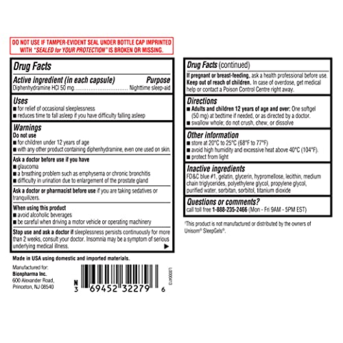 A+ Health Nighttime Sleep Aid Diphenhydramine 50 mg Softgels Maximum Strength...
