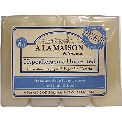 A La Maison Hypoallergenic Unscented Bar Soap, 4 Bars 14 oz