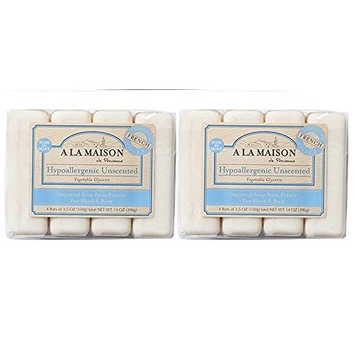A La Maison Hypoallergenic Unscented Bar Soap, 4 Bars 14 oz