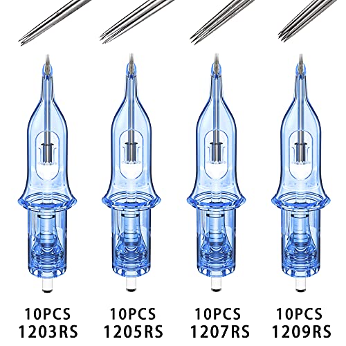 A-minusone 40Pcs Mixed Size #1203RS 05RS 07RS 09RS Tattoo Cartridge Needles 1...