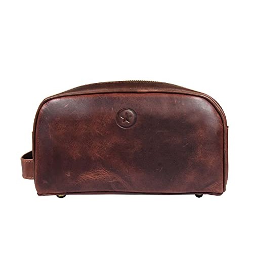 10" Premium Leather Toiletry Travel Pouch With Waterproof Lining | King-Size ...