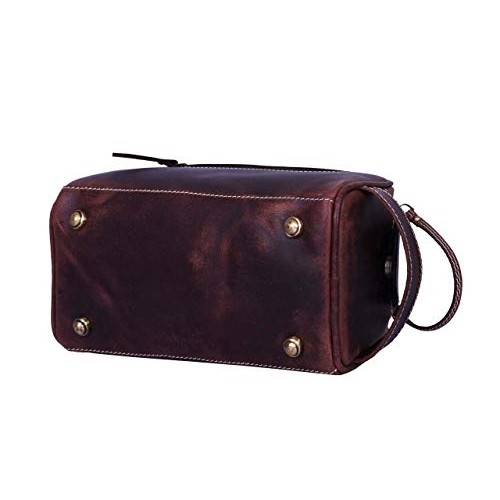 10" Premium Leather Toiletry Travel Pouch With Waterproof Lining | King-Size ...