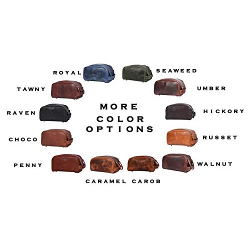 10" Premium Leather Toiletry Travel Pouch With Waterproof Lining | King-Size ...