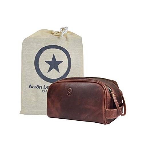 10" Premium Leather Toiletry Travel Pouch With Waterproof Lining | King-Size ...