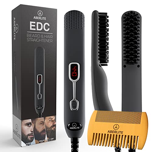 Aberlite EDC - Premium Beard Straightener Brush for Men - Professional Straig...