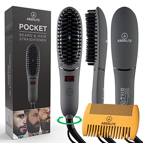 Aberlite Pocket - Compact Beard Straightener for Men - Ionic & Anti-scald Tec...