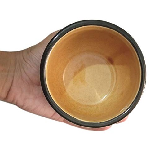 NEW YEAR DEALS - 3x4 Inch Ceramic Shaving Bowl for Men, Handmade Brown Floral...