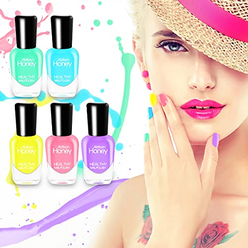 Abitzon NEW Nail Polish Set (10 Bottles) - Non-Toxic Eco-Friendly Easy Peel O...