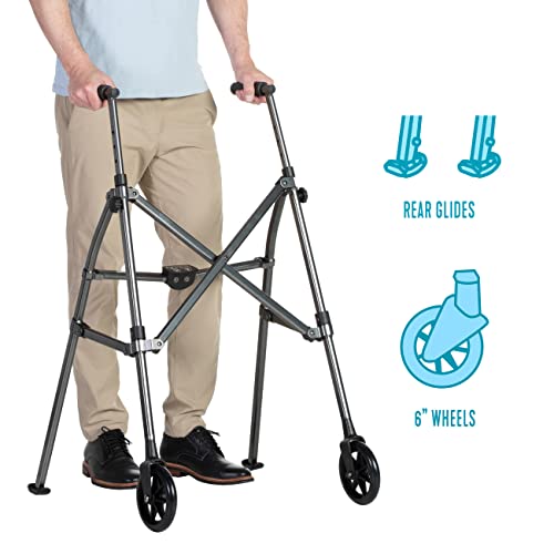 Able Life Space Saver Walker, Lightweight Folding Mobility Rolling Walker for...