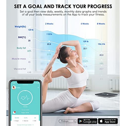 Body Fat Scale, ABLEGRID Digital Smart Bathroom Scale for Body Weight, Upgrad...